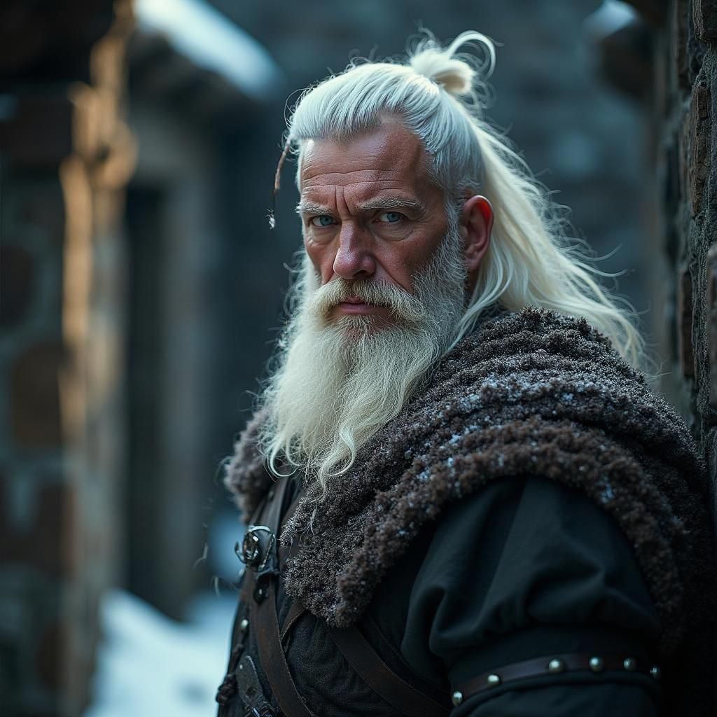 Viking Lord in Medieval Fort: Cinematic Film Still