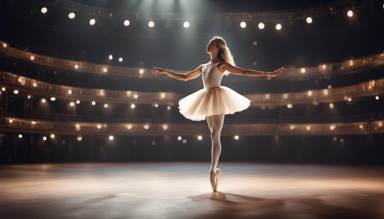 Beautiful Ballerina Dancing in Spotlight: Cinematic Realism