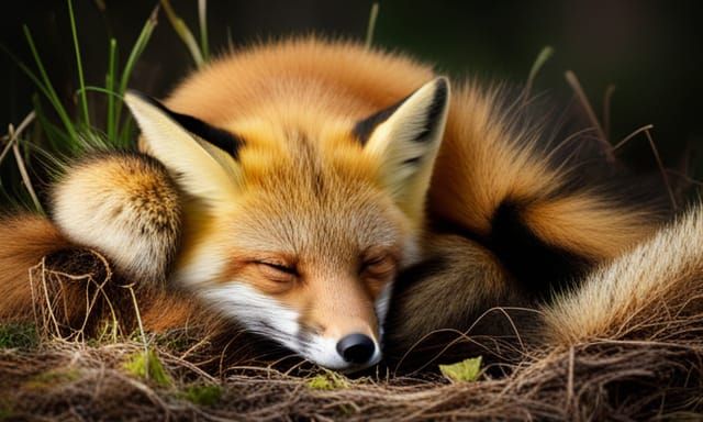 Sleeping Fox in Forest