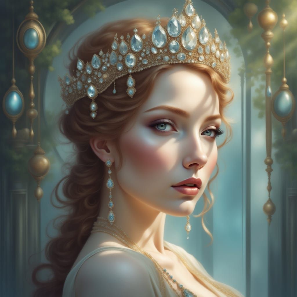 Elven Tiara with Diamond in Sunlight Macro Photography