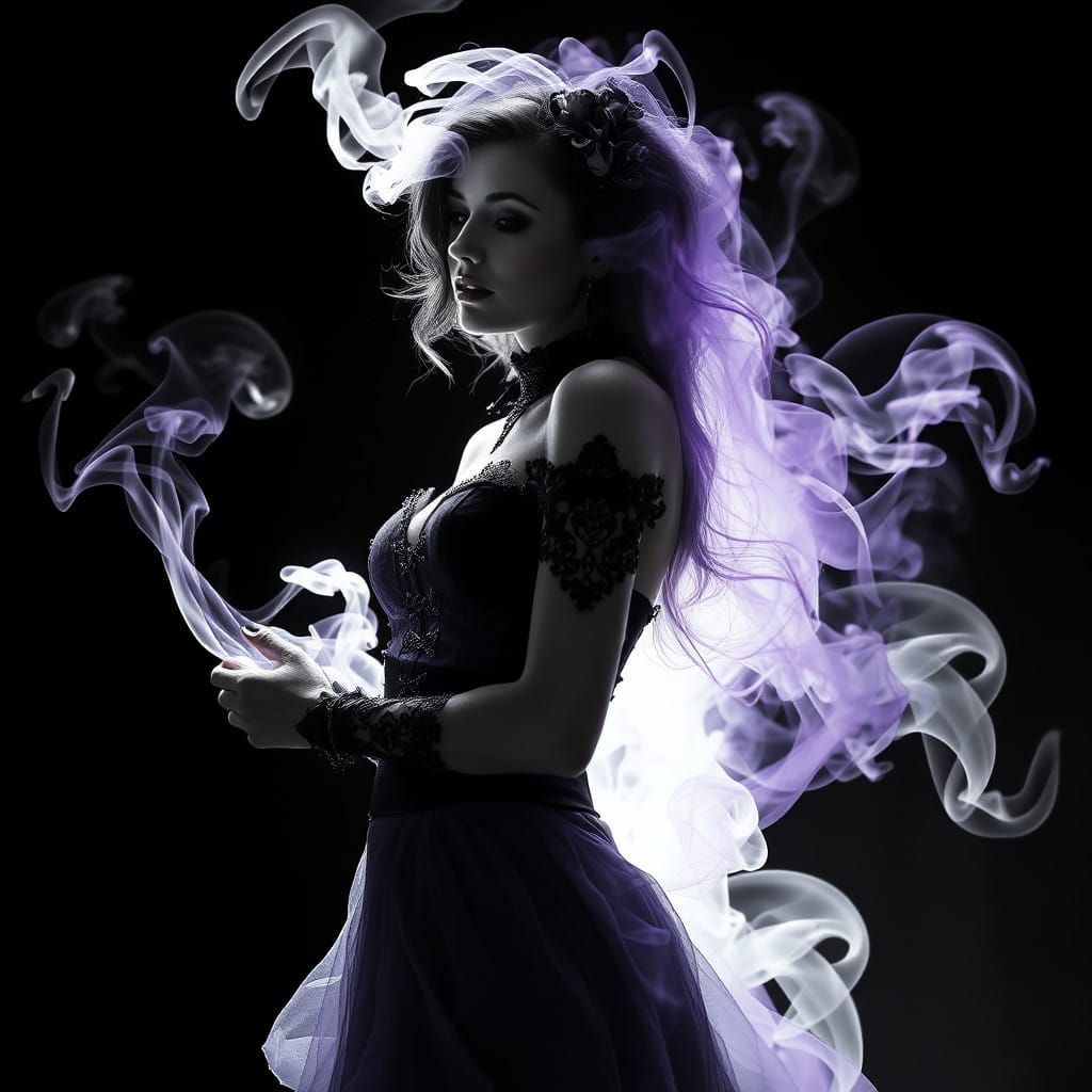 Ethereal Gothic Beauty in Purple Hues