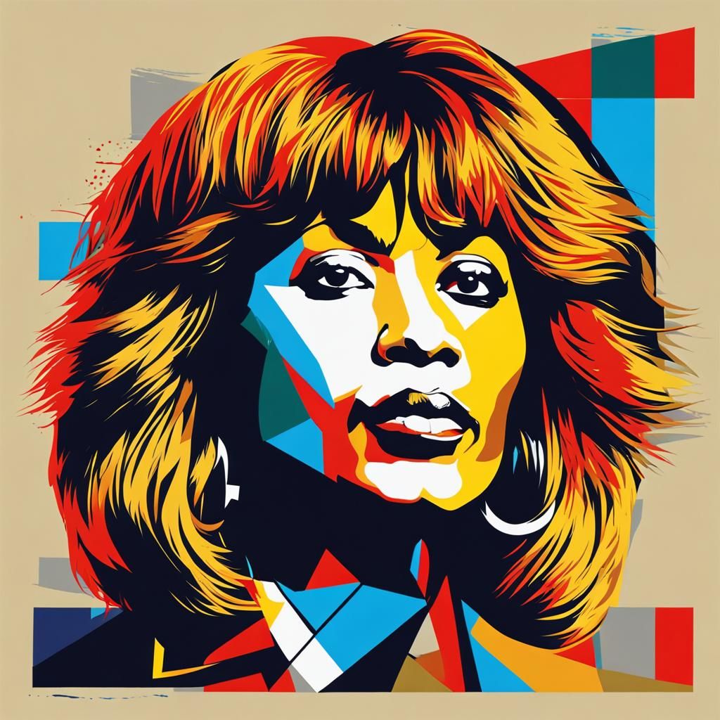Tina Turner in Geometric Pop Art Style