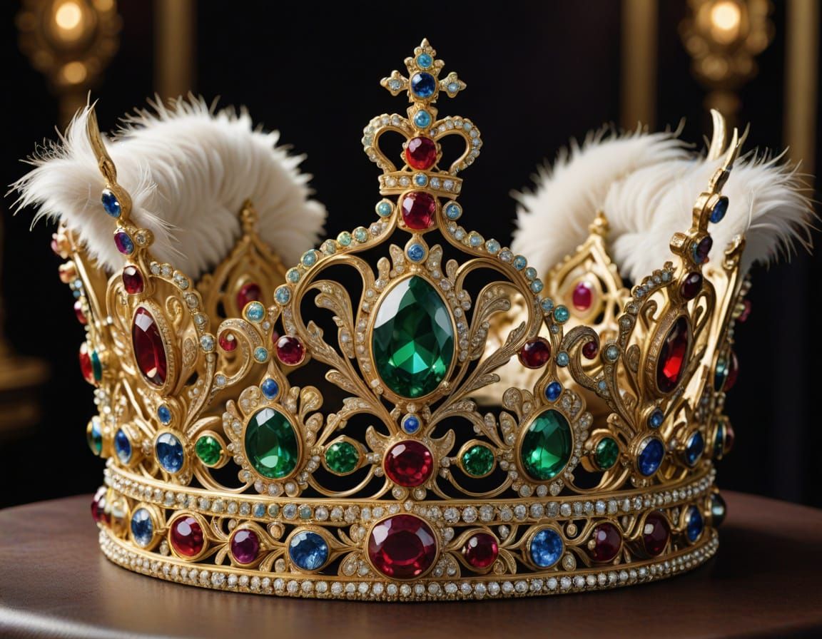Luxurious Jeweled Crown of Gold with Gemstones