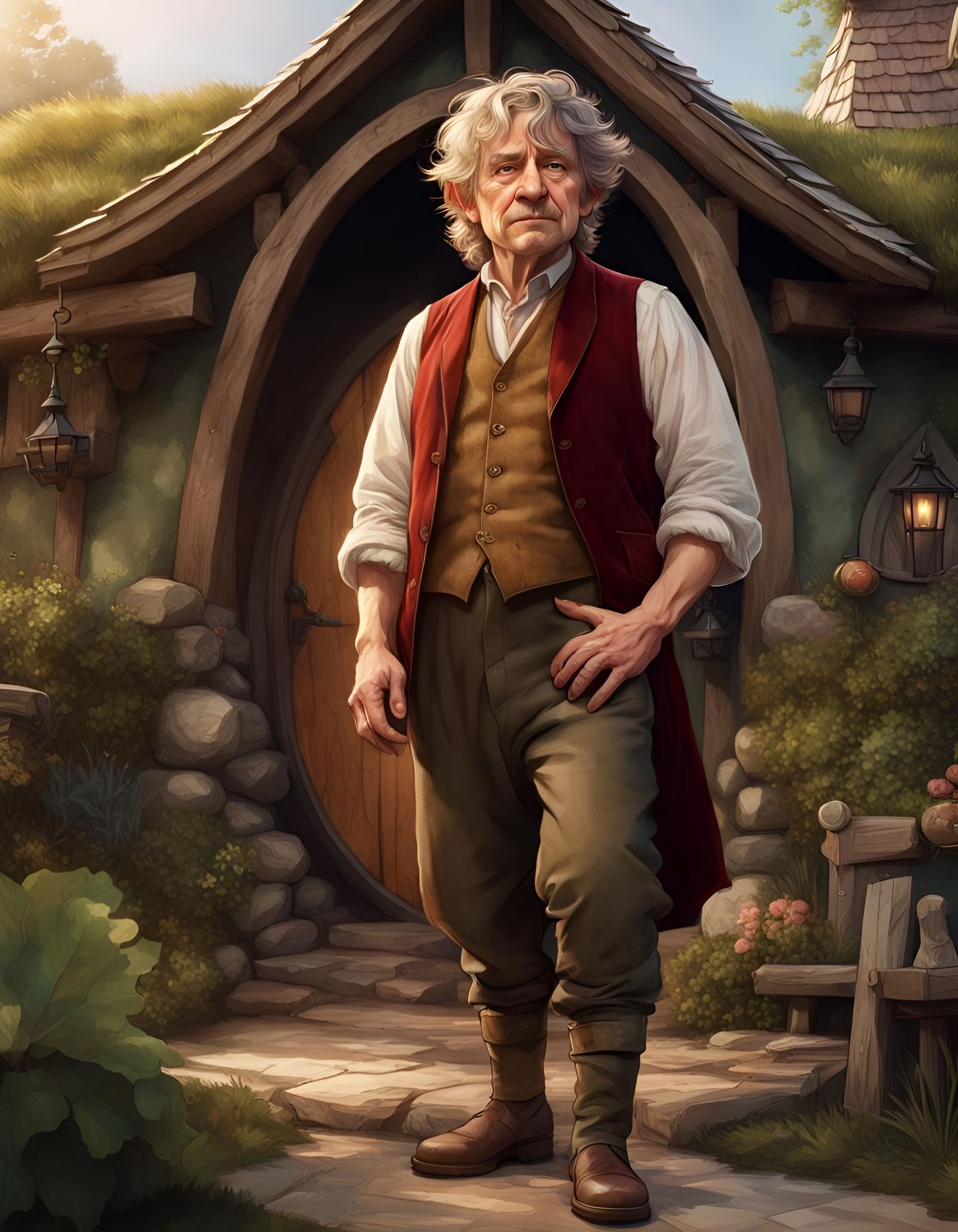 Bilbo Baggins Portrait Outside Hobbit House