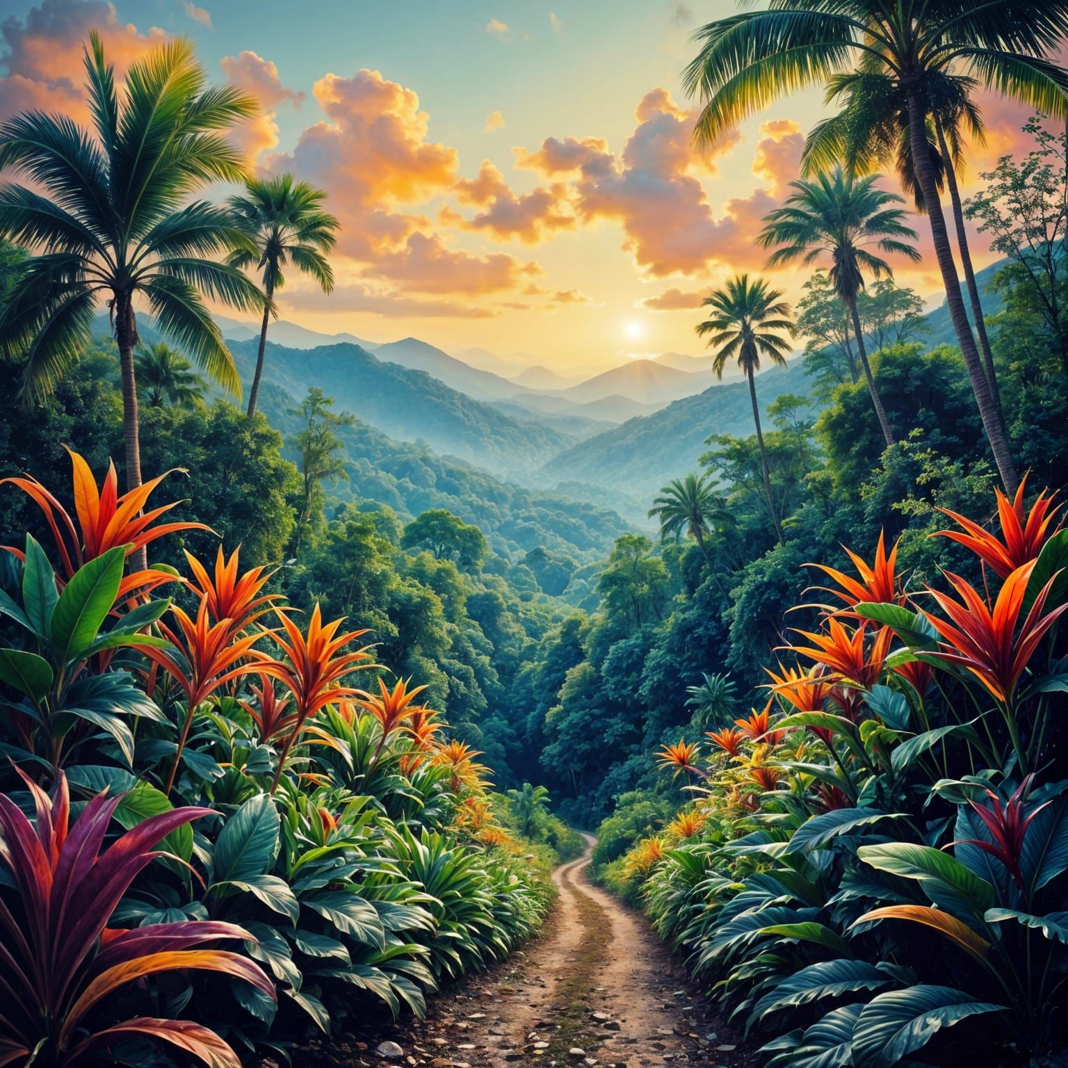 Amazon Rainforest Ground View in Photorealistic Style