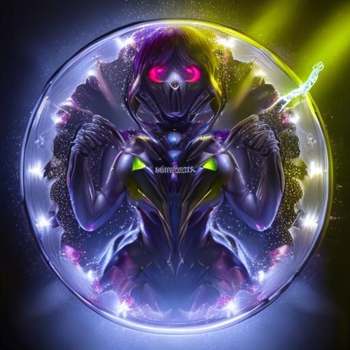 Glowing Hybrid Form in Liquid Background