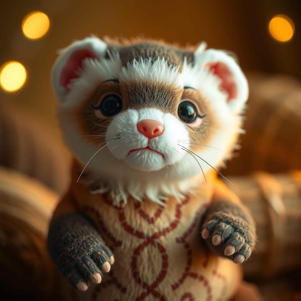 Plush Ferret Toy in Beatrix Potter Style