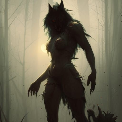 Female Werewolf Dark Fantasy Concept Art in 8k
