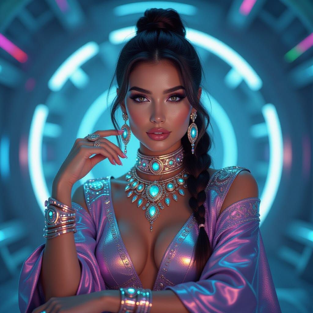 Futuristic Woman Portrait in Hyperrealistic Digital Art