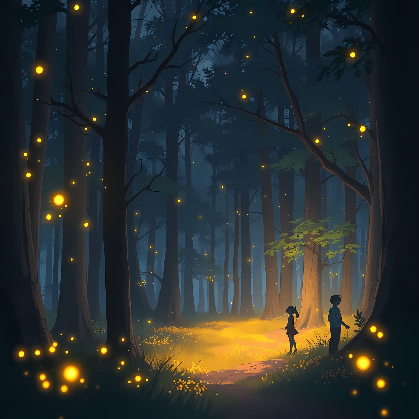 Whimsical Studio Ghibli Forest Scene