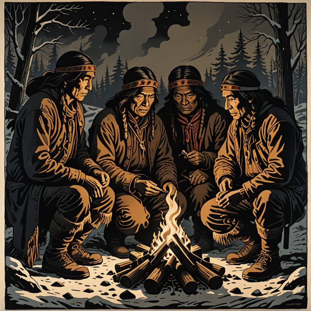 Mid 1800s Way of Life for some Native American Tribes in Winter