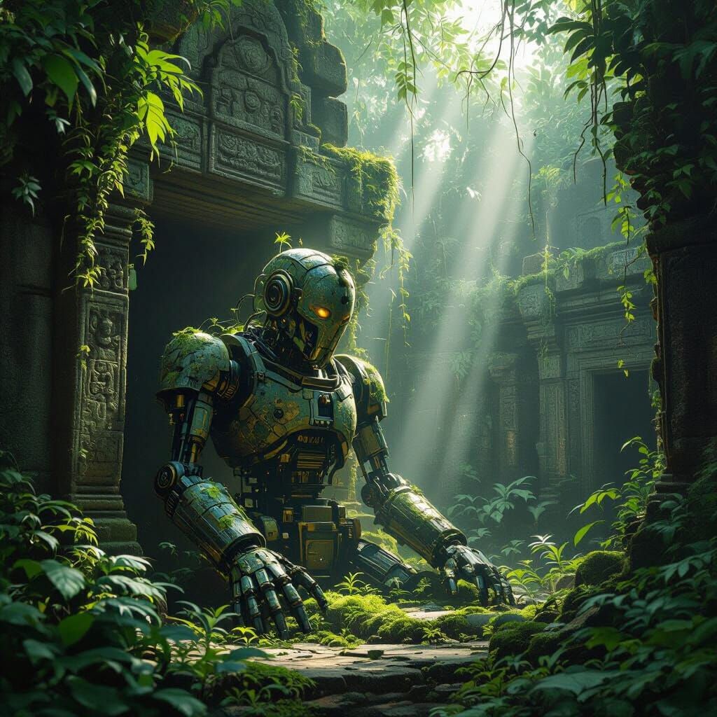 Moss-Covered Automaton Awakens in Jungle Temple