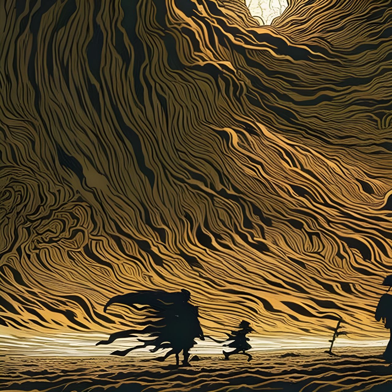 Surreal Sandstorm: Concept Art in Cel-Shaded Style