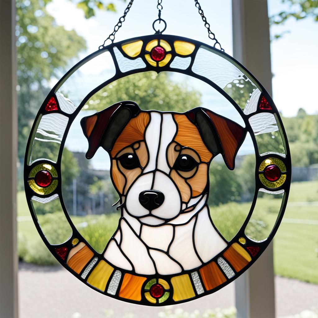 stained glass jack russell