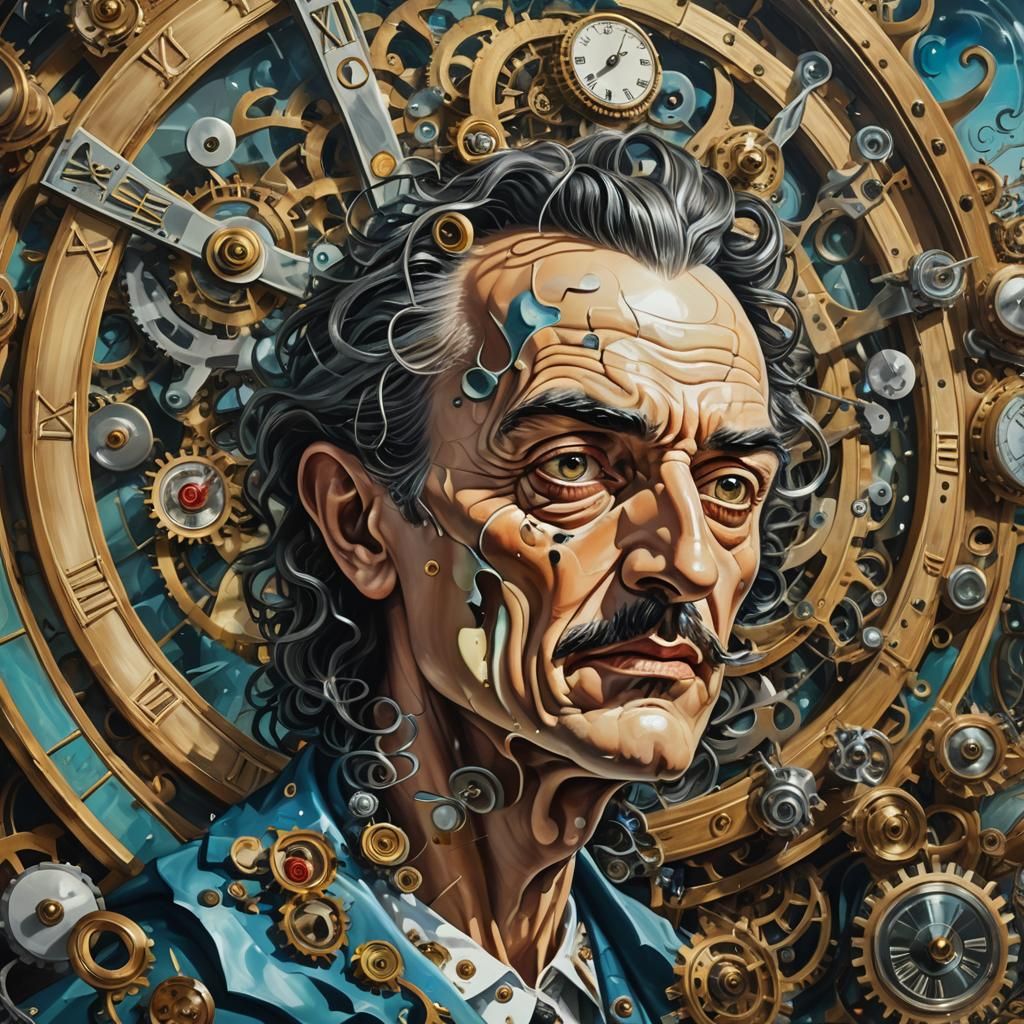 Surreal Time Monster Portrait in Dreamlike Style