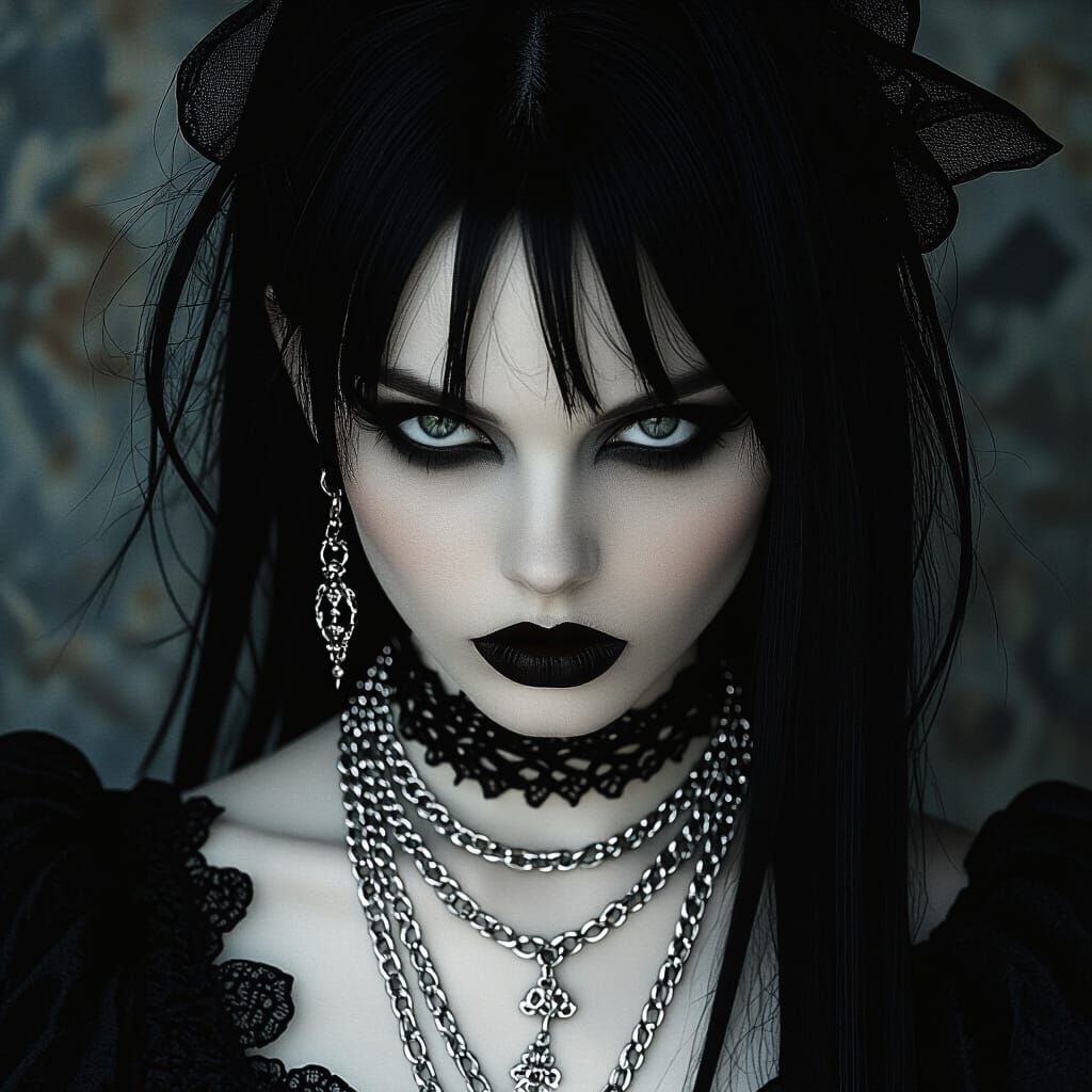 Mysterious Goth Girl in Dark Romantic Style