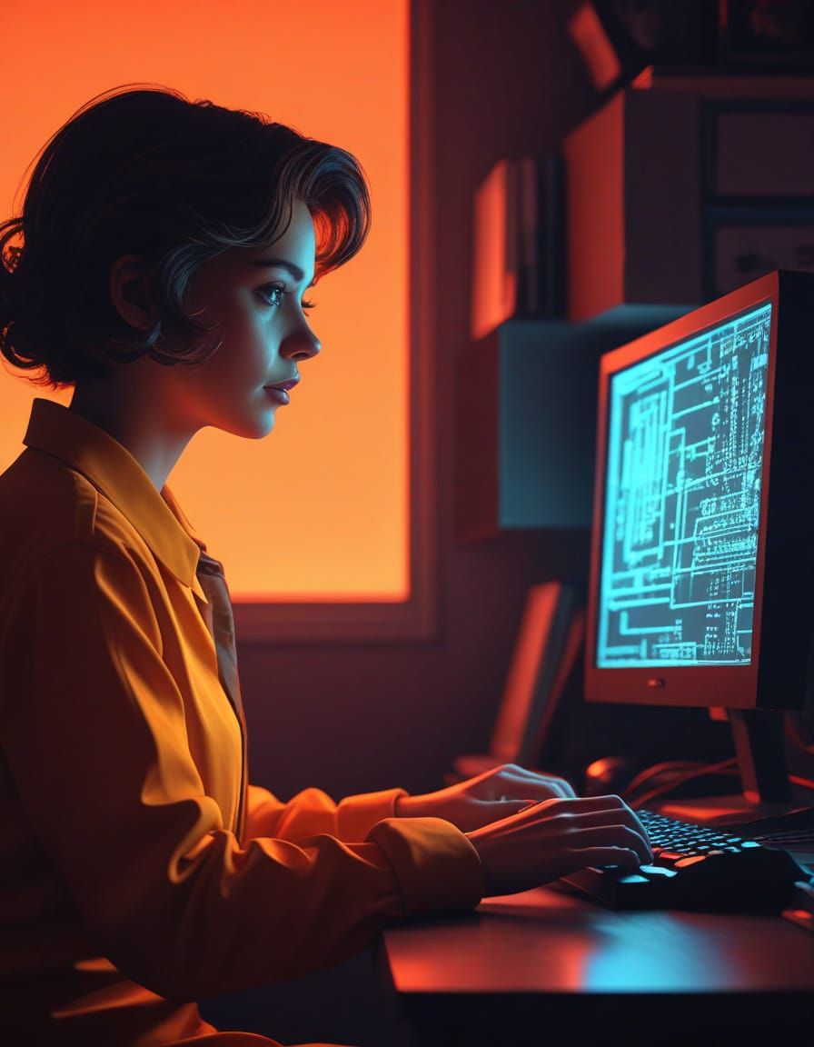 Retro Low-Poly Scene of Old Internet Social Networking