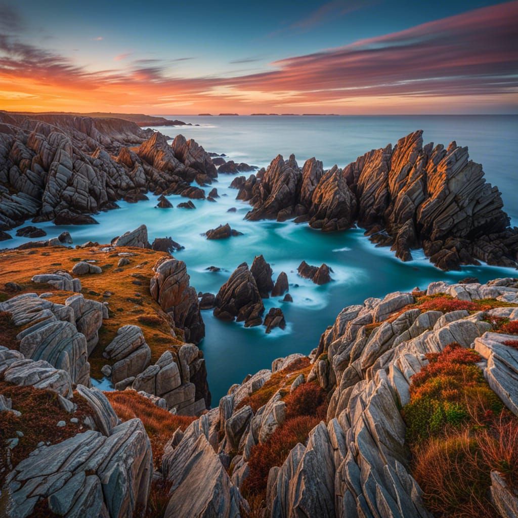 Brittany's Pointe du Raz Sunset: Impressionistic Panorama