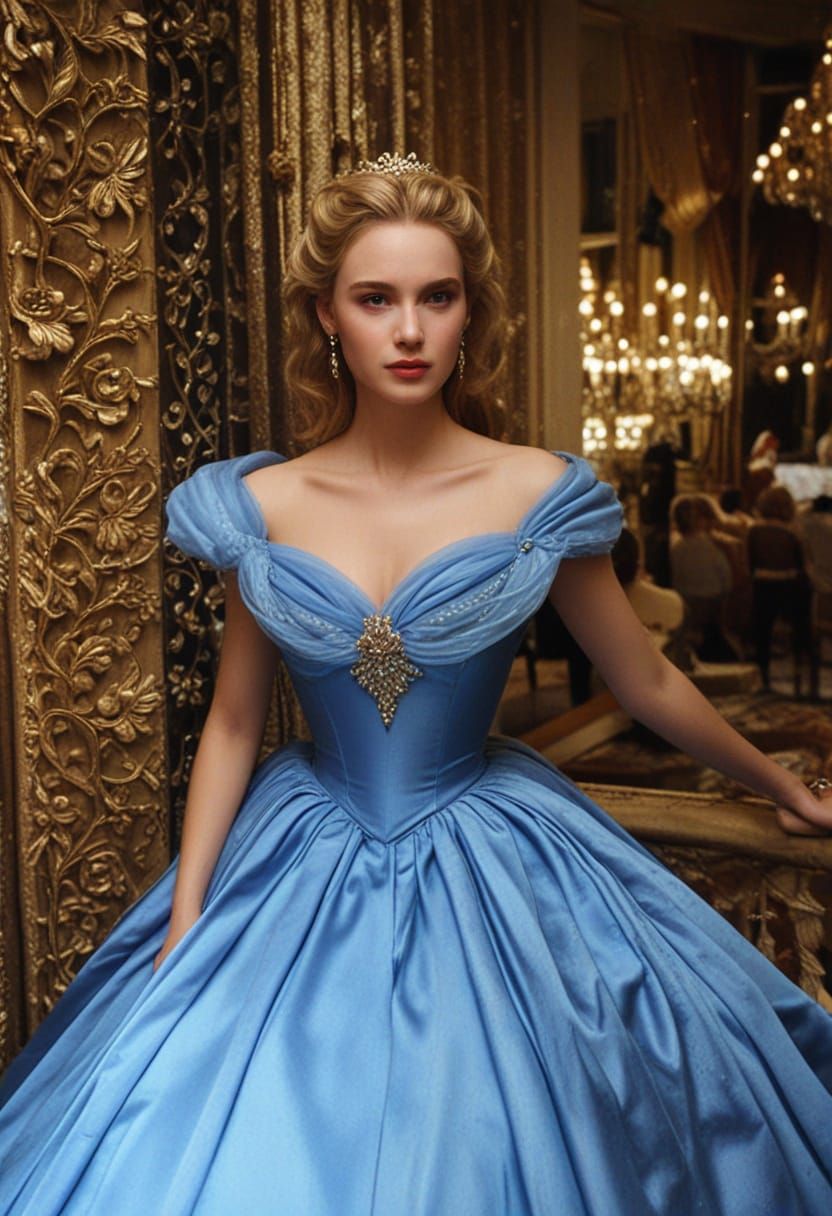 Cinderella's Glamorous Ball Gown: A Cinematic Still