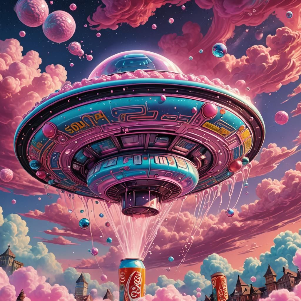 UFO Abduction of Soda: A Psychedelic Pop Art