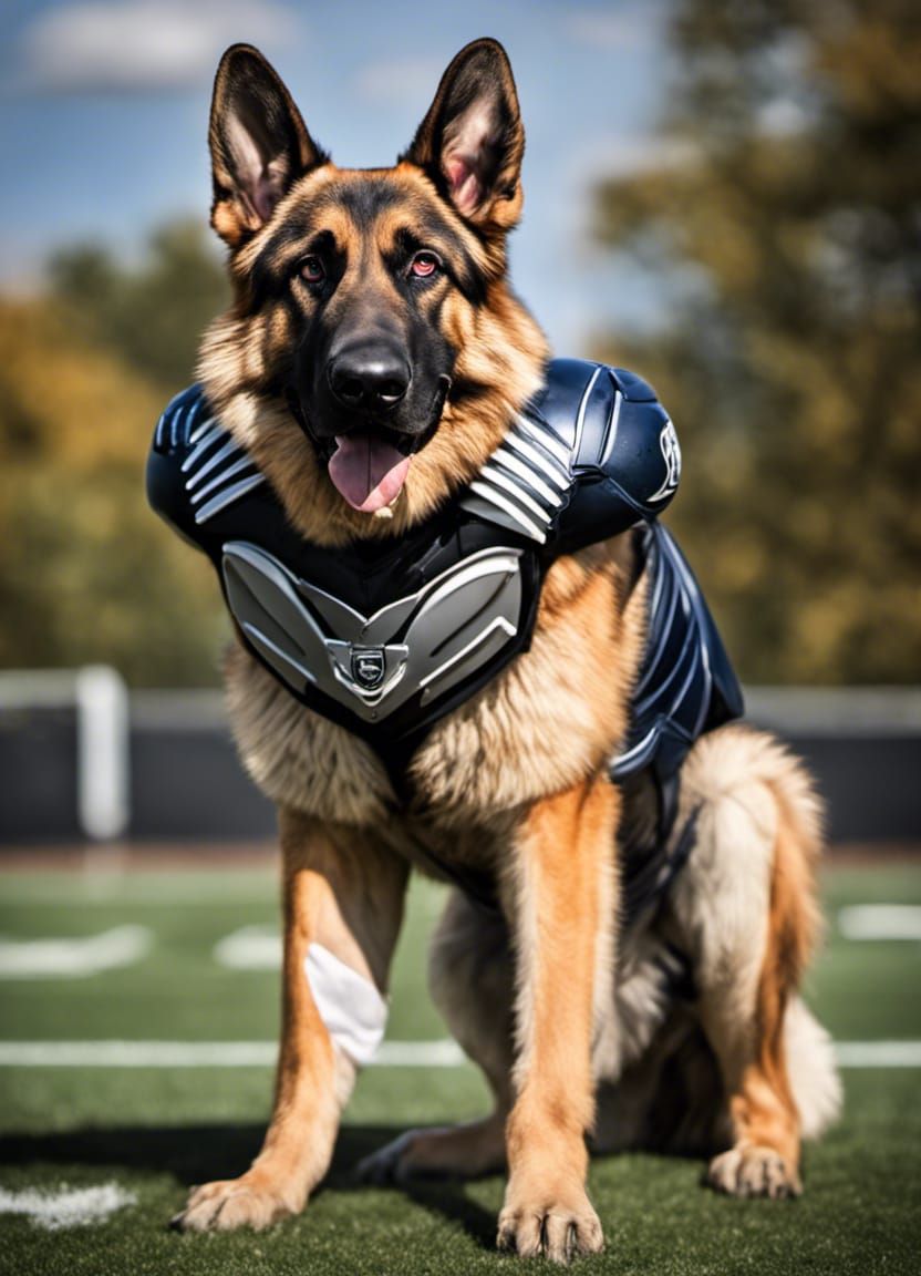 German Shepherd Football Linebacker in HDR