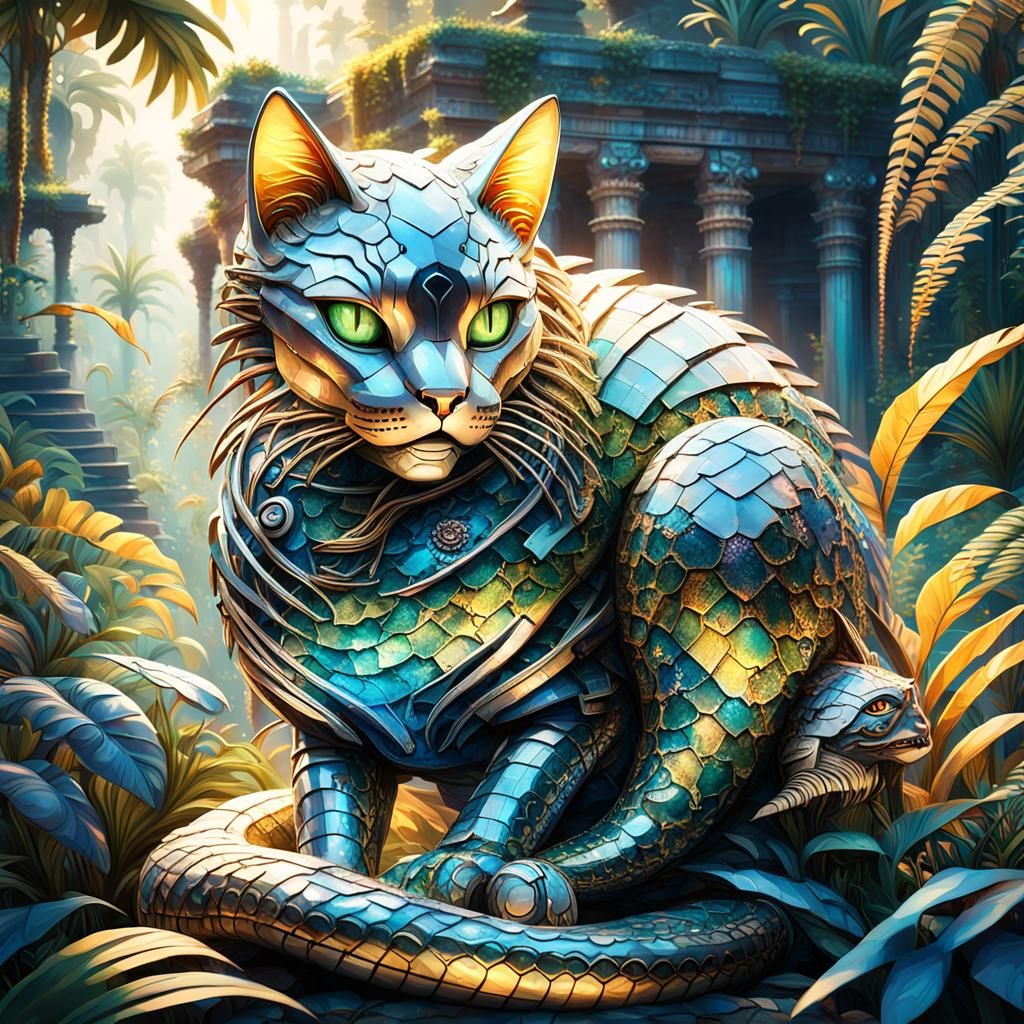 Snake Cat in the jungel Looks Like Roboter