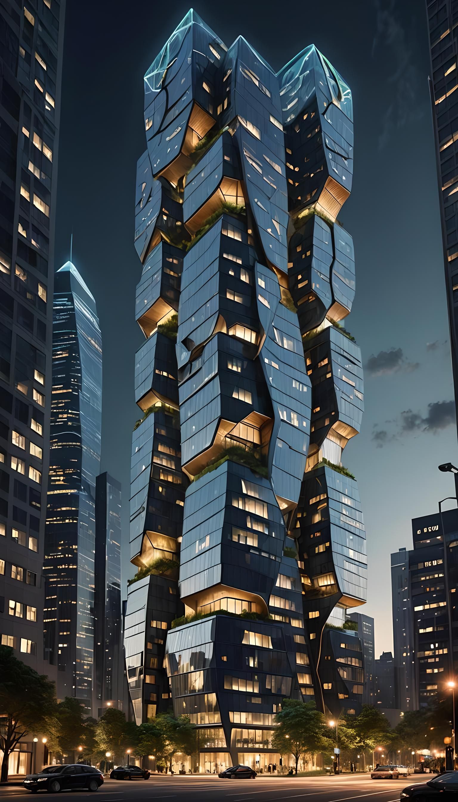 A futuristic skyscraper defying gravity, redefining the skyl...