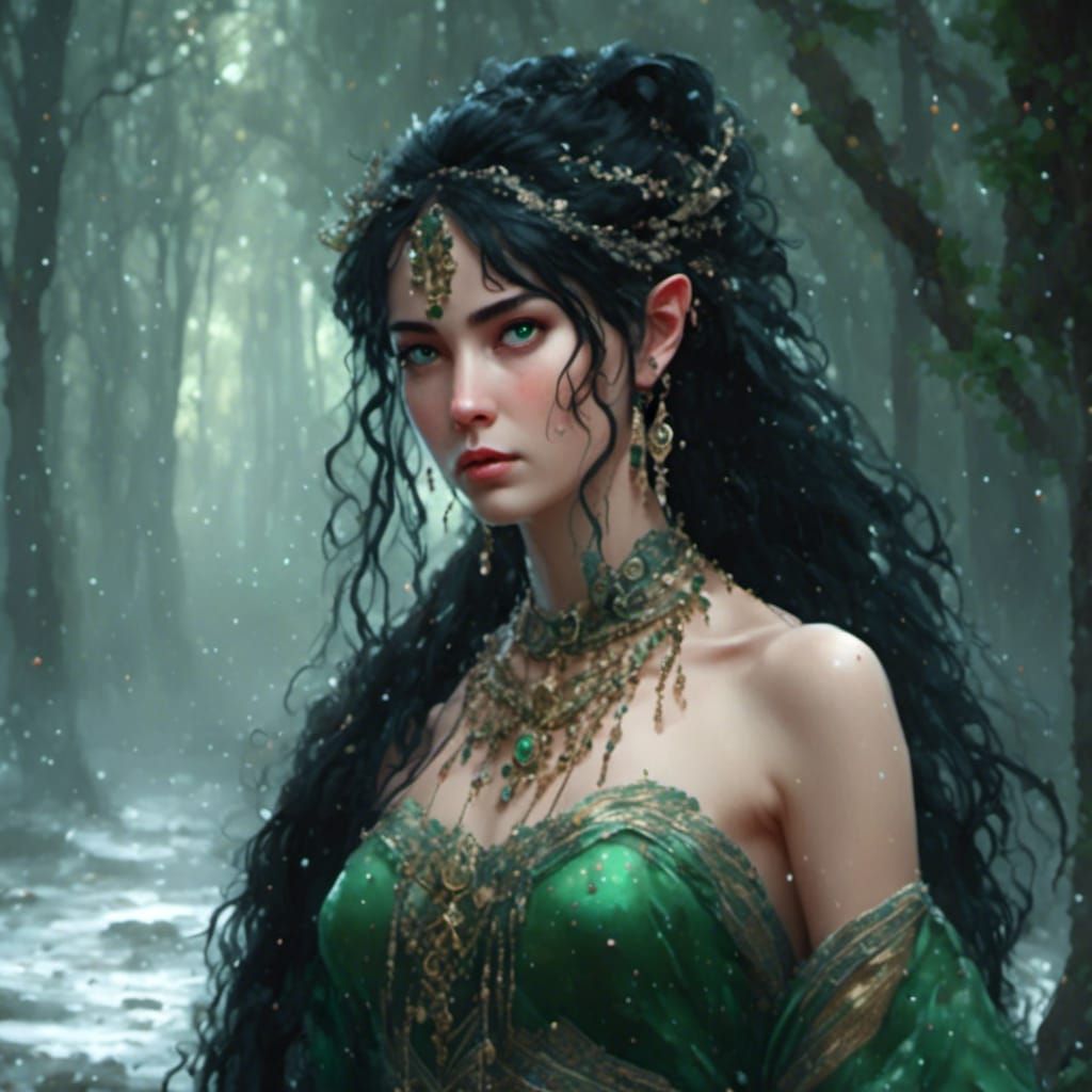 Enchanting Elf Druid Portrait in Detailed Fantasy Art