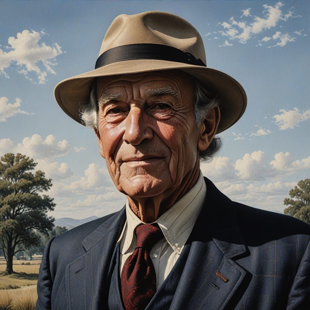 Photorealistic Portrait of Elderly American Man, 1978