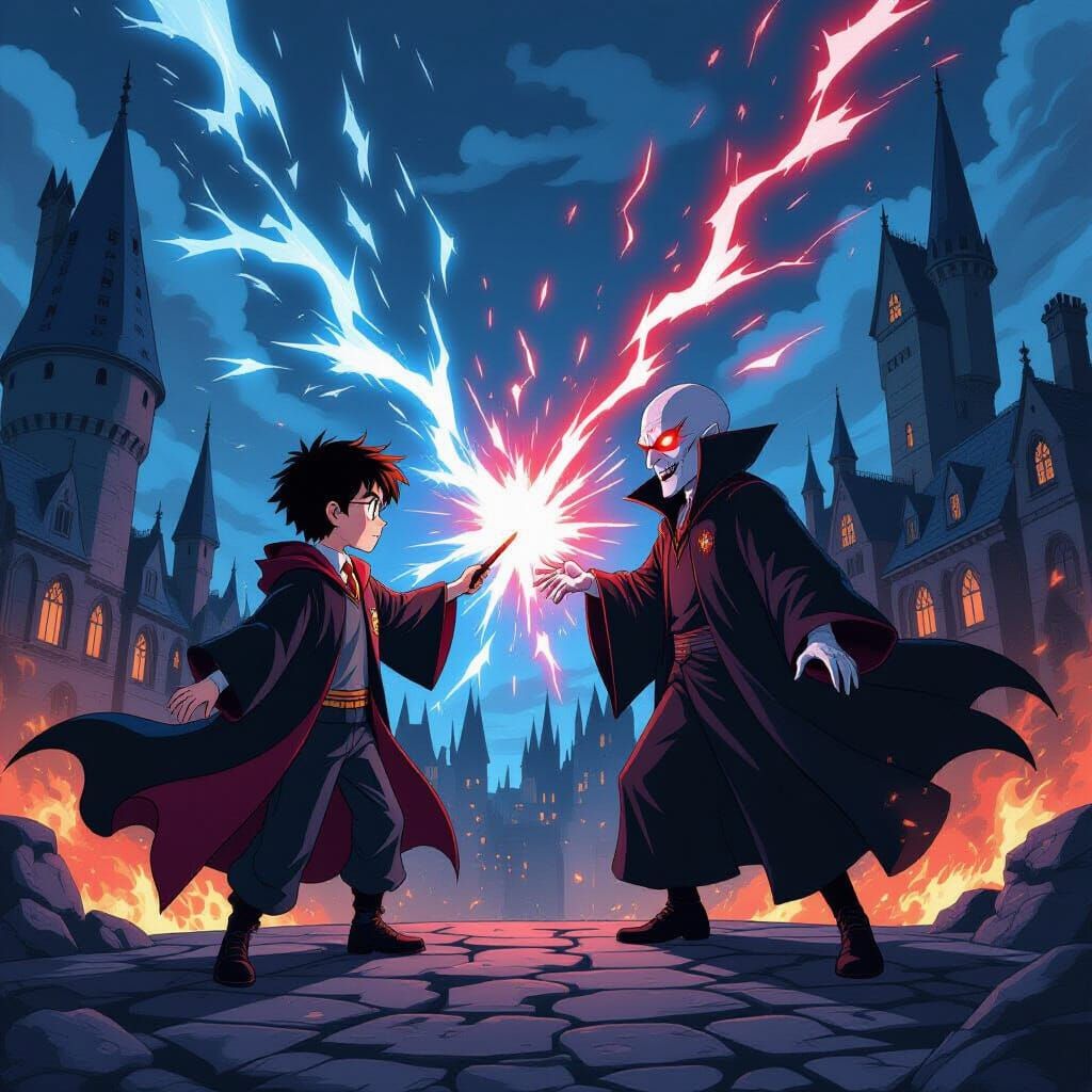 Anime Showdown: Harry Potter vs Voldemort on Hogwarts Battle...