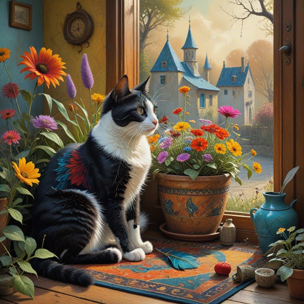 Whimsical Floral Scene in Dreamlike World Style