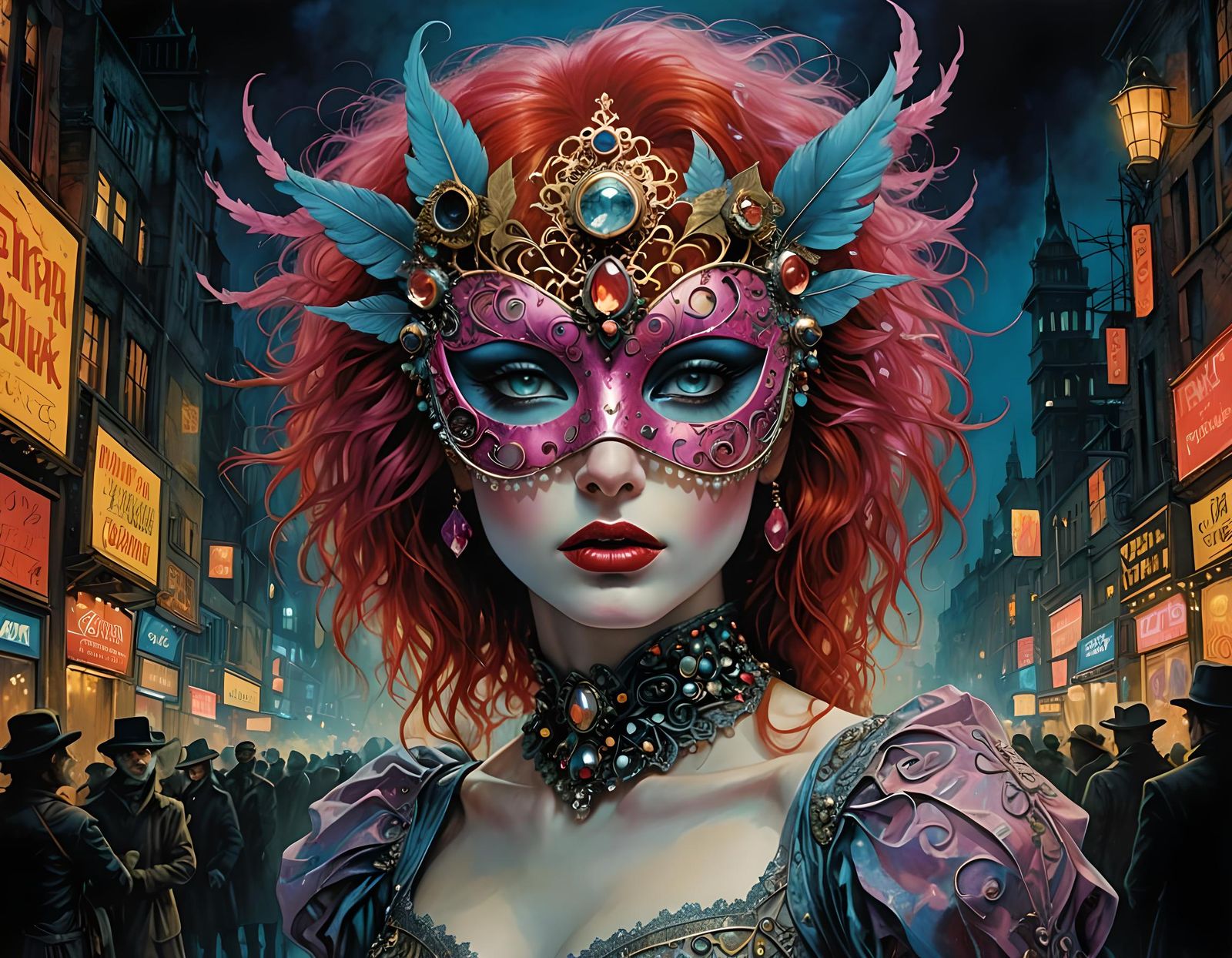 Steampunk Girl in Jeweled Masquerade Mask