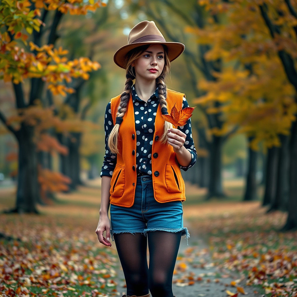 Bohemian Hipster Girl in Autumnal Fantasy Landscape