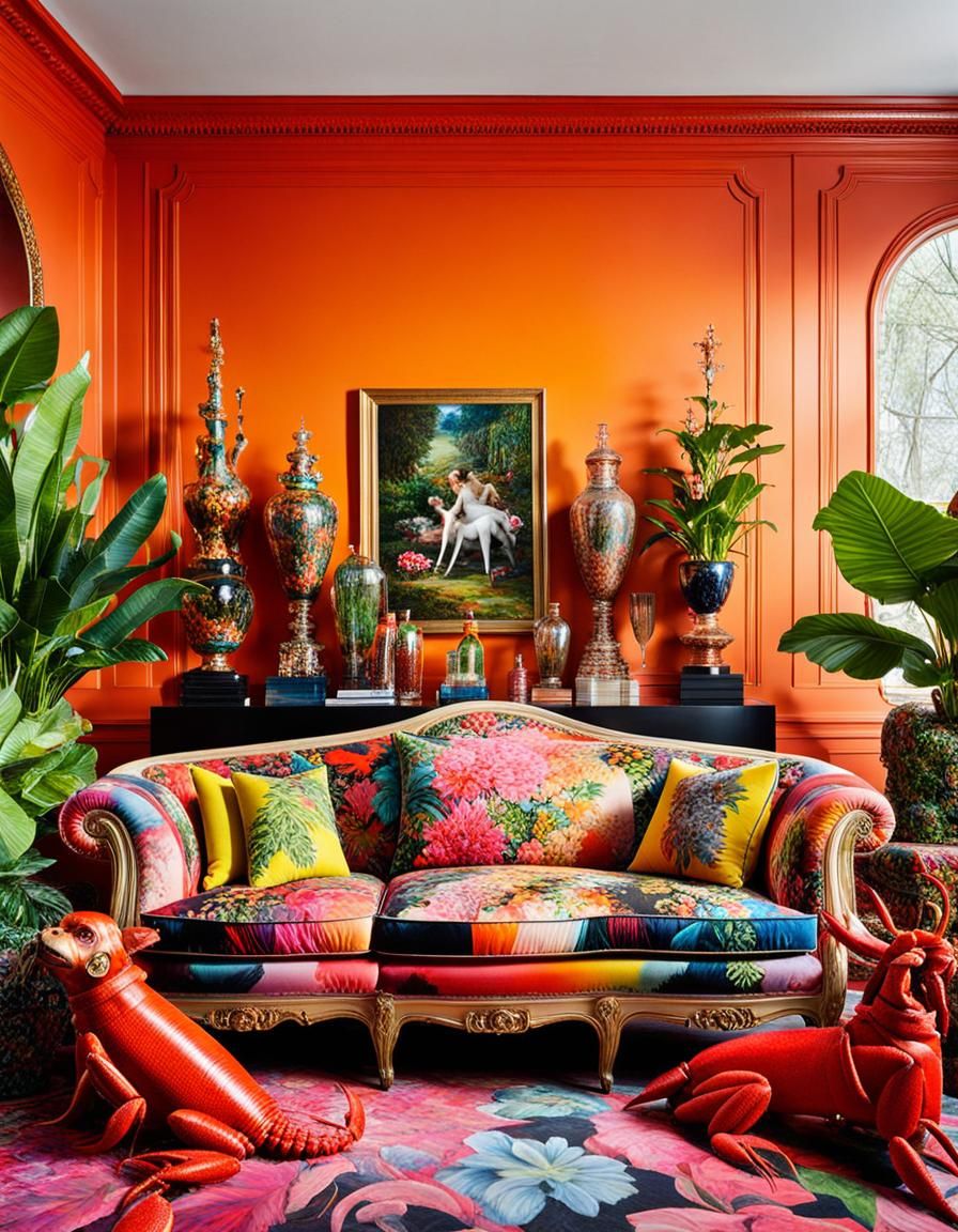 Maximalist Salon Still Life in Hyperrealistic Style
