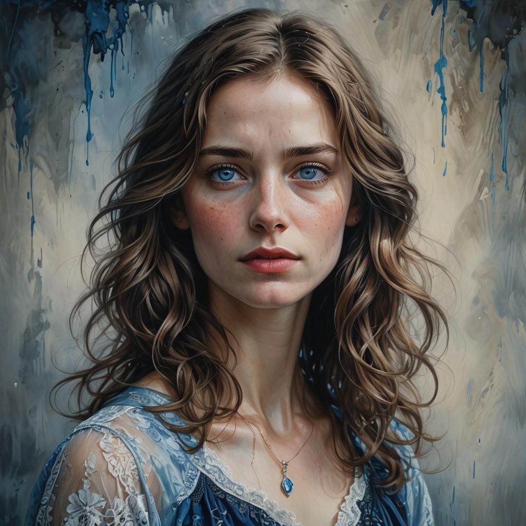 Hyperrealistic Portrait of a Sombre Woman in Detailed Matte ...
