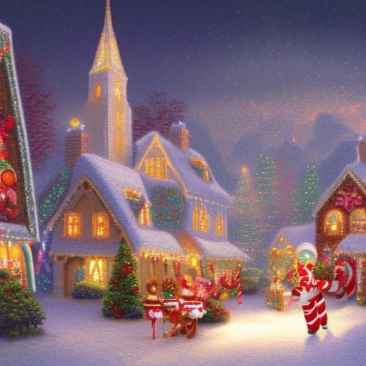 Festive Christmas Village in Ethereal Fantasy Style