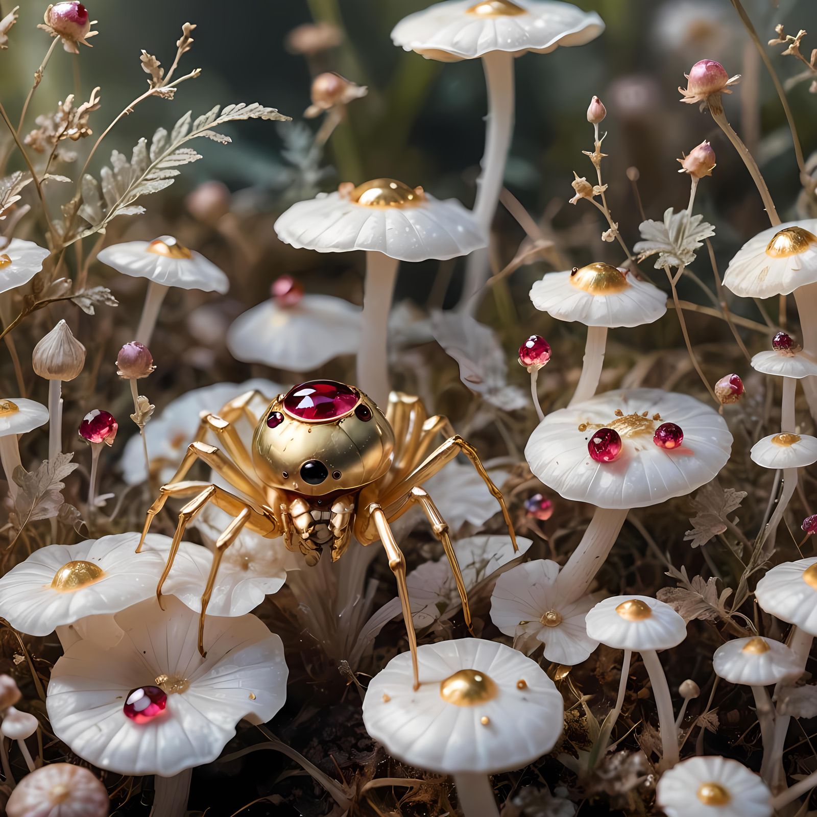 Golden Spider with Ruby Eyes