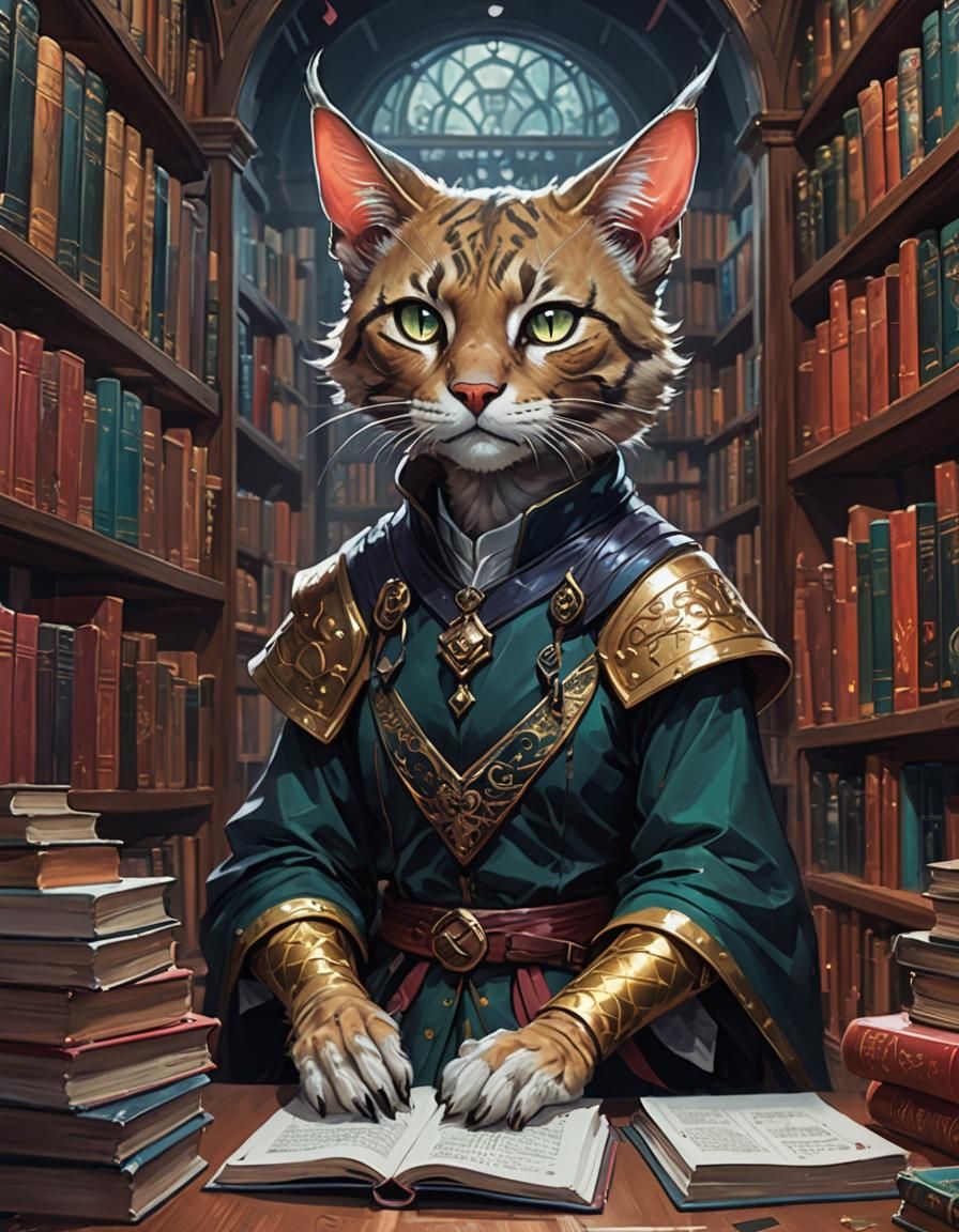 Anxious Tabaxi Portrait in Japanese Pop Surrealism