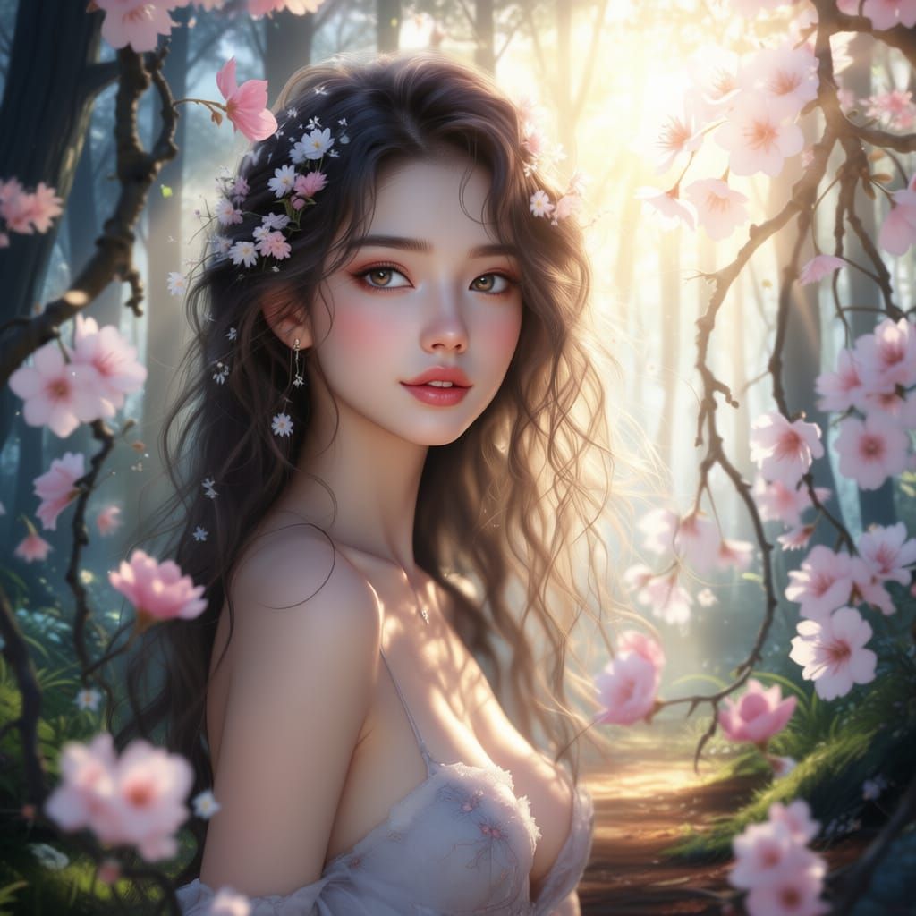 Breathtaking Forest Sunlight in 3D Anime Art Style