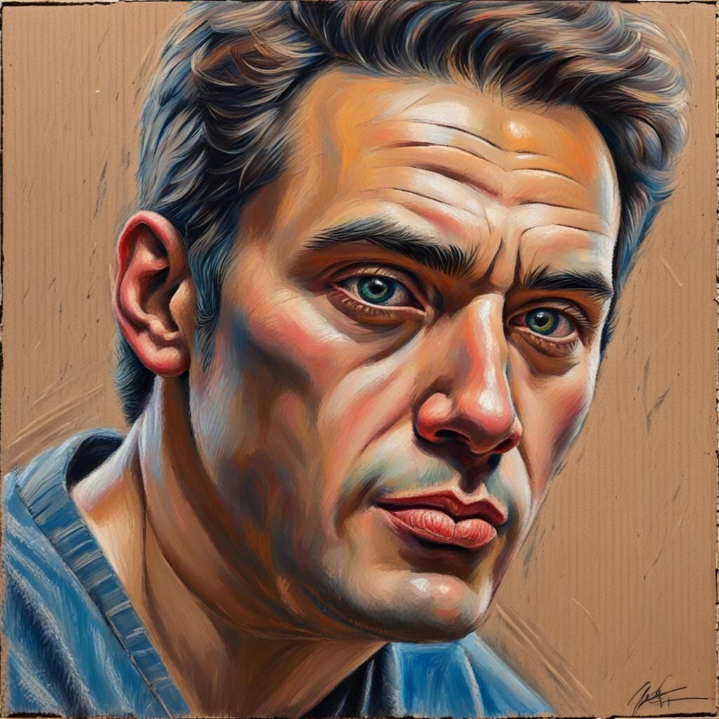 Dramatic Oil Pastel Portrait with Side Lighting