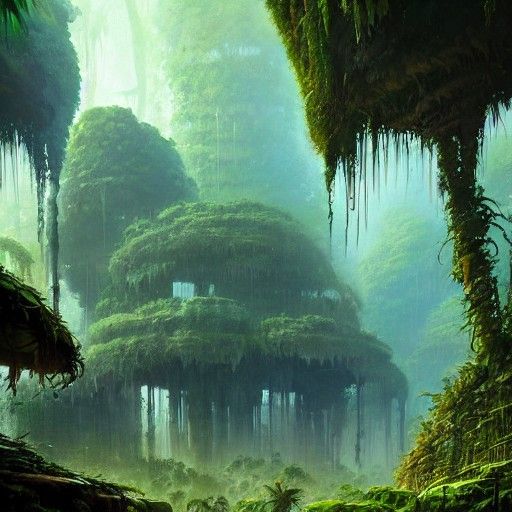 Eldritch Jungle Ruins: Detailed Concept Art