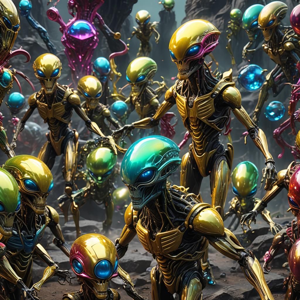 Metallic Alien in Vibrant 3D Animation