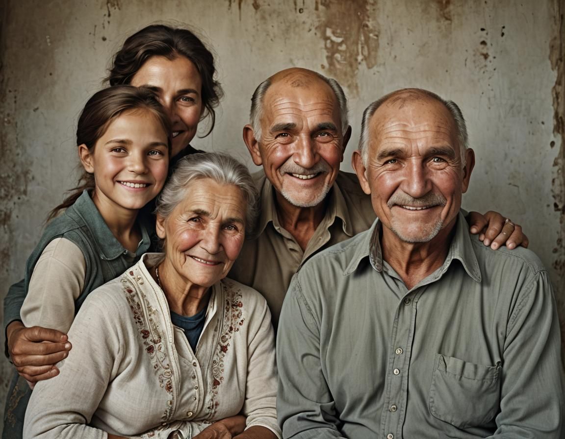 Happy Russian Family Portrait with Bokeh