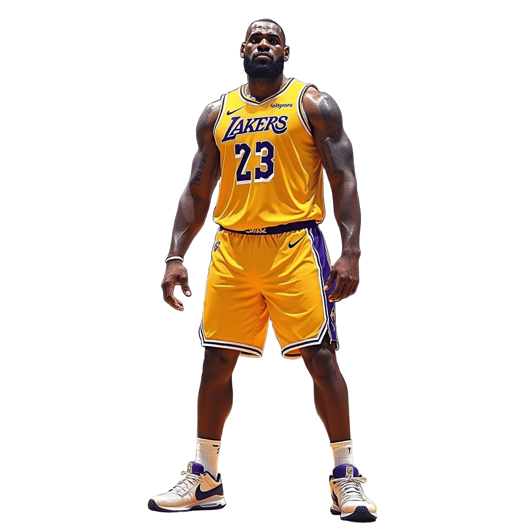 LeBron James in Dynamic, Heroic Basketball Pose