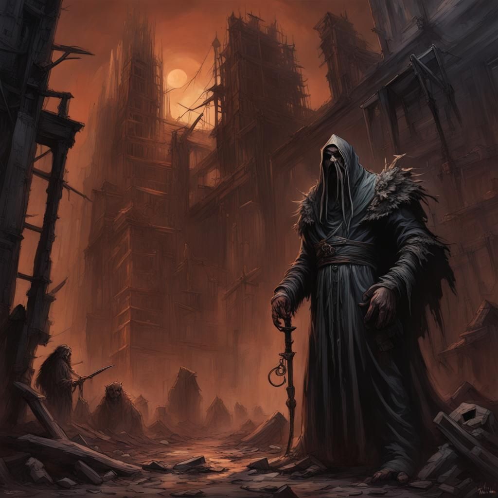 Dark Post-Apocalyptic World Under the Shadows of an Elder Go...