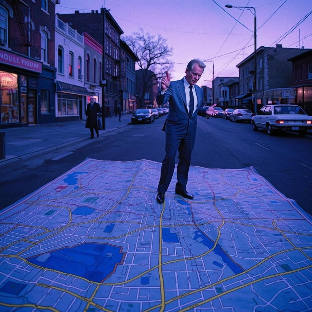 David Byrne Unfolds Vintage Map in Noir Alley