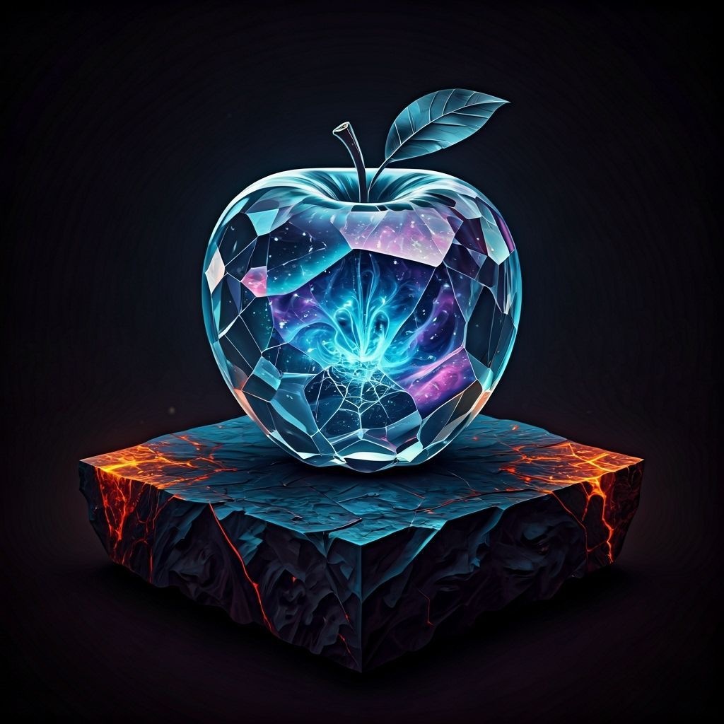 Crystal Apple on Obsidian Plinth