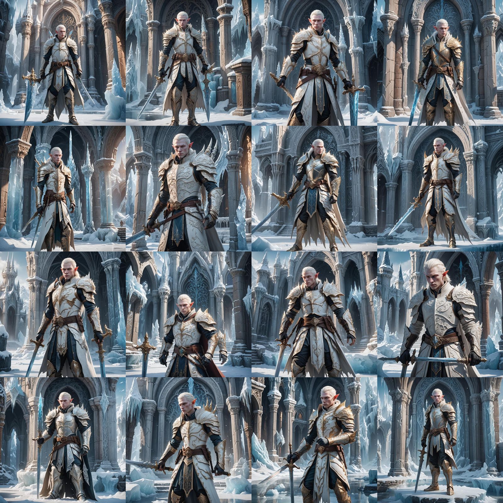 Albino Elf Guard at Ice Palace, Digital Painting