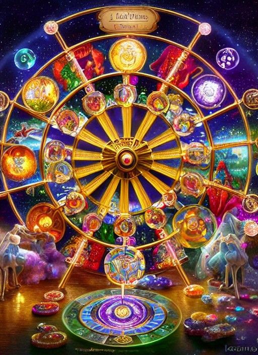 Crystalline Wheel of Fortune in Art Nouveau Style
