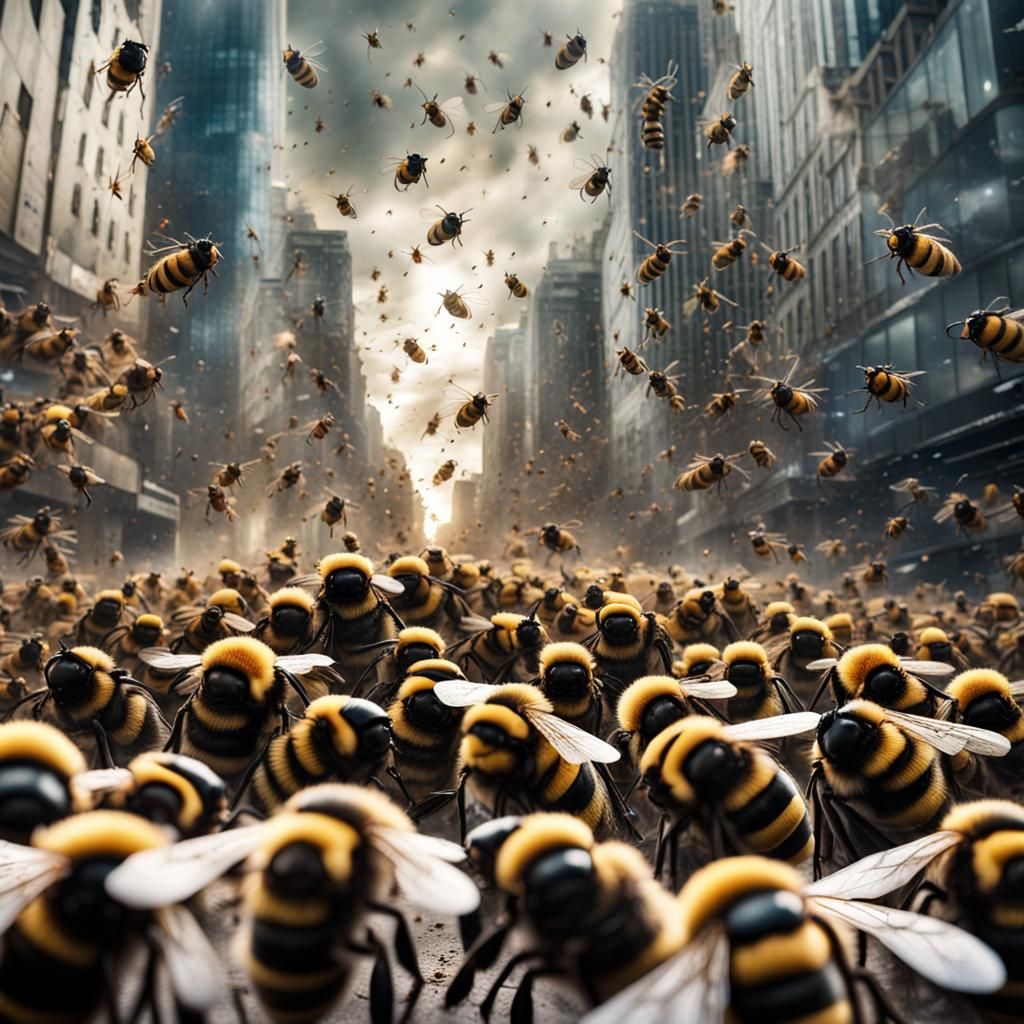 Giant Bumblebees Swarm and Destroy a City